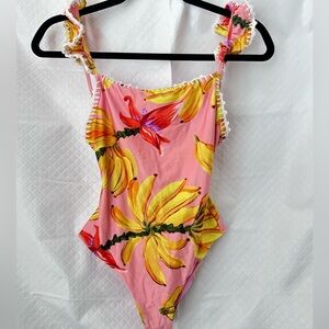 Vibrant Banana Print Women's One Piece Swimsuit